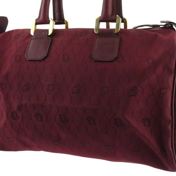 Dior Boston bag honeycomb Bordeaux canvas leather Auth T18715 - Picture 6 of 9